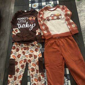 Lot of two toddler boys Thanksgiving outfits 2t super cute